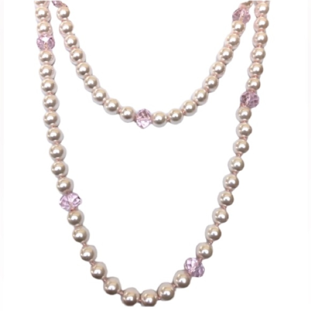 Pink Tinted Faux Pearls w/bead Accents